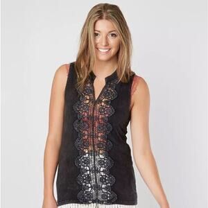 NWT Gimmicks Split Neck Lace Tank Top XL